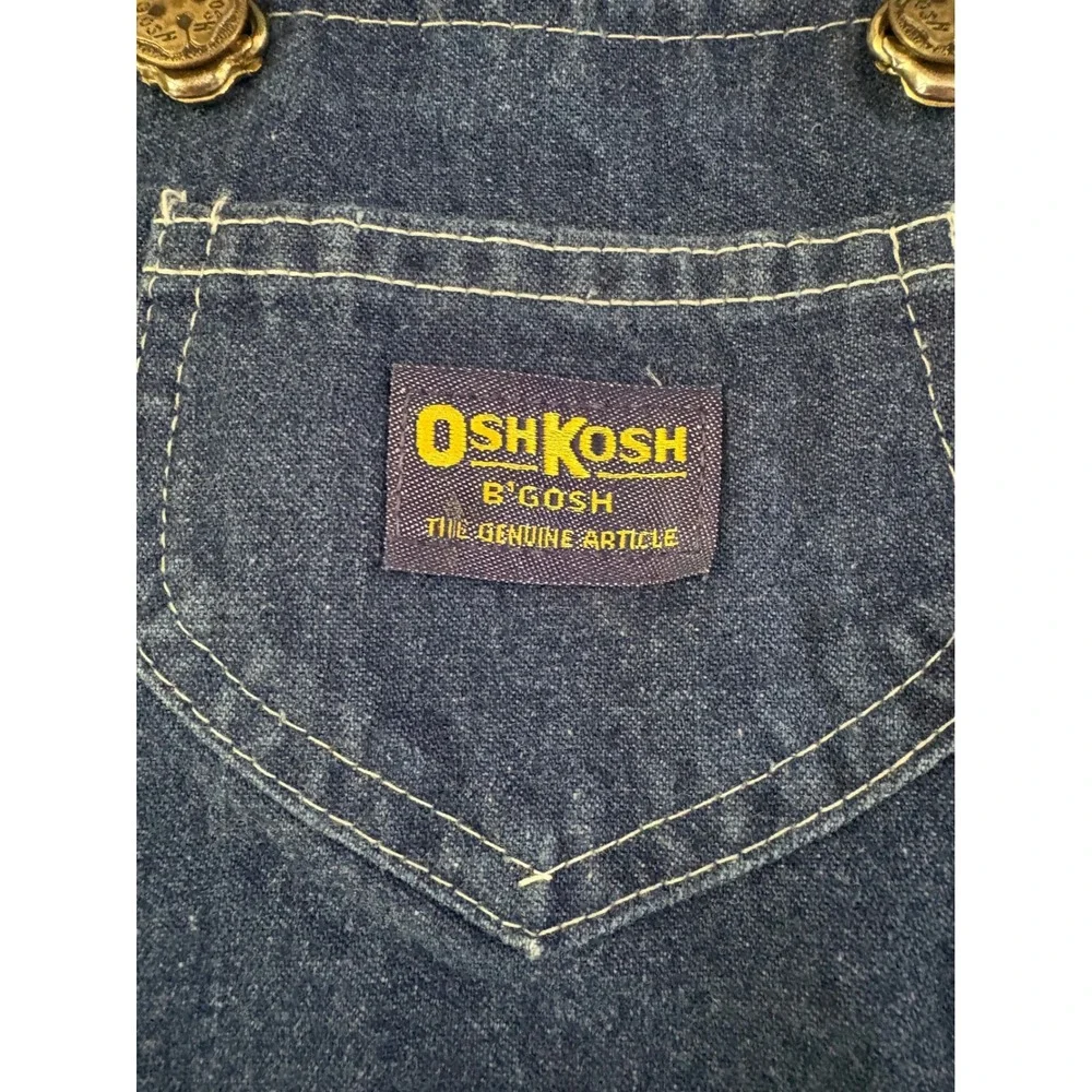 Vintage OshKosh Bgosh Denim Overall Jumper Dress Girls Size 5 Made in USA Blue